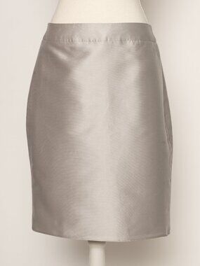Armani Collezioni Silver Metallic Silk Knee-Length Pencil Skirt Size 8